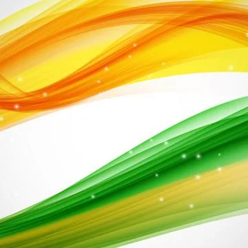 Abstract Green and Orange Wave on White Background.  Illus Stock Illustration