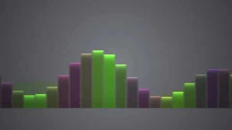 Abstract green and purple 3D digital audio visualizer equalizer bar chart a.. Stock Footage 346340552