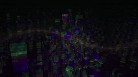 Abstract Green and Purple Digital Columns in Fast Motion for Virtual Backgr.. Stock Footage 343687779