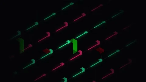 Abstract green and red diagonal lines background pattern on black screen Stock Footage 346005640