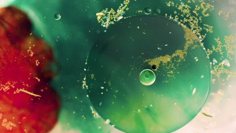 Abstract green and red liquid floating background texture Stock Footage 130984091
