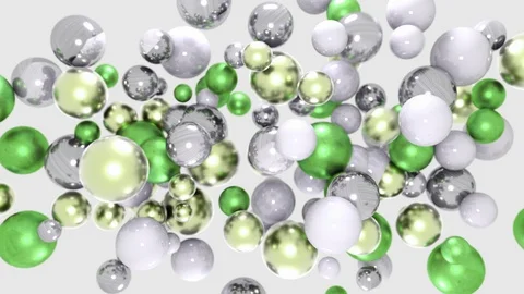 Abstract green and silver texture balls shapes animation. 4k computer render foo Stock Footage 105054589