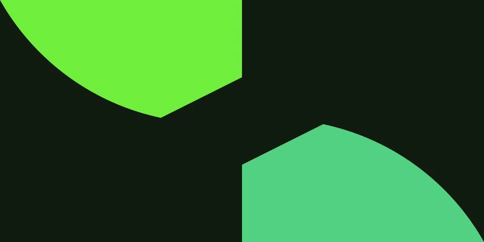 Abstract green and teal gradient shapes on dark background Stock Illustration