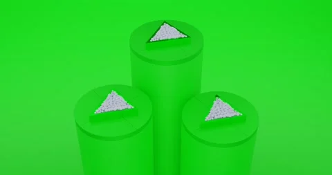 Abstract green and white 3 cylinder and triangle pedestal podium 4K Video Stock Footage 172260613