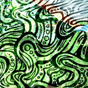 Abstract green and white pattern with flowing lines, organic shapes, and decorat Stock Illustration