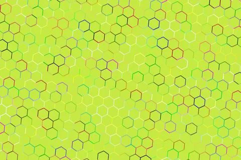 Abstract green and yellow geometric pattern with hexagons Stock Illustration
