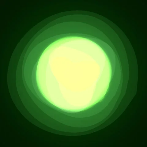 Abstract Green and Yellow Glowing Orb with Concentric Rings Stock Footage 346928751