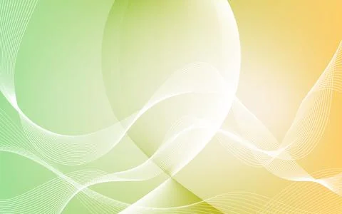 Abstract green and yellow gradient background with flowing white lines. Stock Illustration