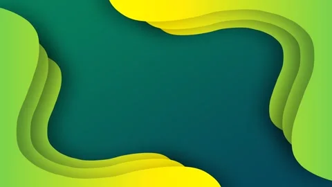 Abstract Green and Yellow Paper Cut Out Wave Background Loop. Stock Footage 344127250