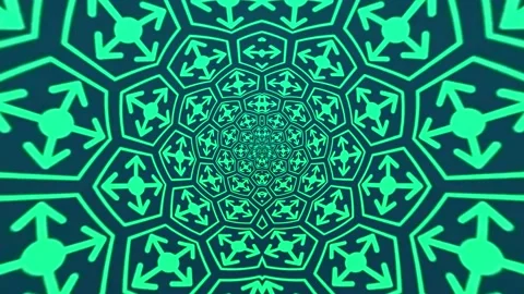 Abstract Green Arrow Kaleidoscope Pattern Stock Footage 289131037