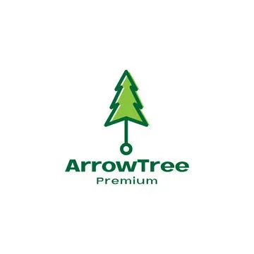 Abstract green arrows with pine tree logo symbol icon vector graphic design.. Stock Illustration