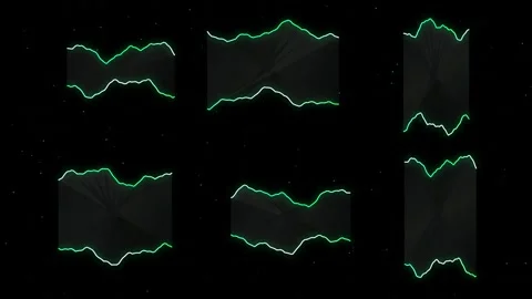 Abstract green audio waveforms displaying dynamic audio frequency visualiza.. Video stock 345573873