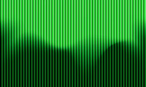 Abstract green background with 3D fluted vertical texture and glowing wavy .. Stock-Illustration