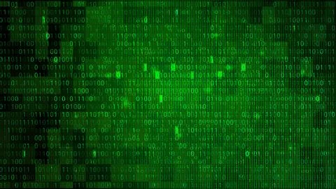 Abstract Green Background with Binary Code Numbers. Data Breach, Malware, C.. イラスト素材