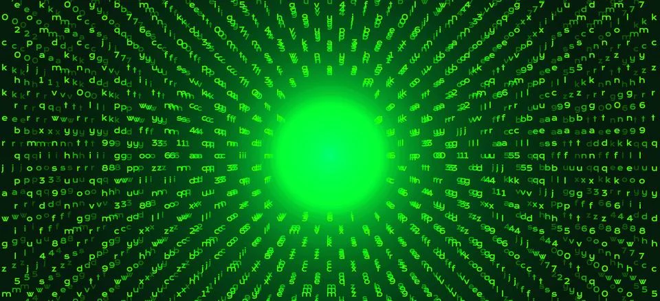 Abstract Green Background with Binary Code Numbers. Data Breach, Malware, C.. Stock Illustration