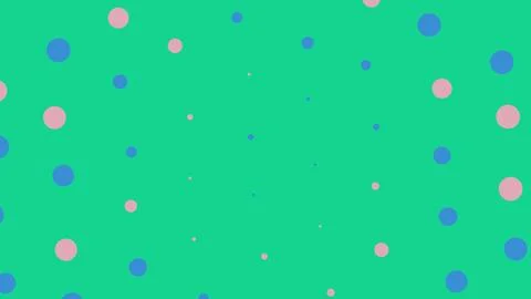 Abstract green background with blue and pink polka dots Stock Illustration