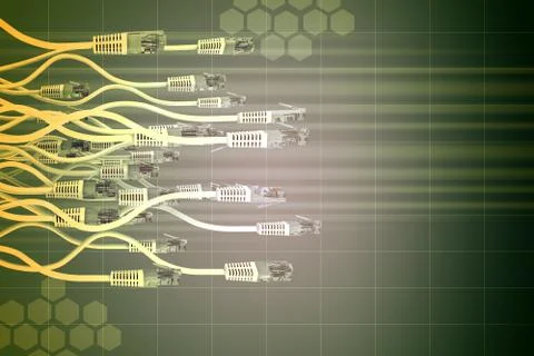 Abstract green  background with computer cables 库存插图