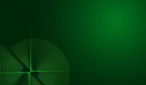 Abstract green background with concentric circles and geometric shapes for 库存插图