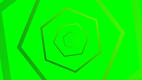 Abstract green background with concentric hexagon shapes in a tunnel effect Stock Footage 340266903
