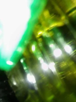 Abstract green background with different elements in space with blur effect Foto stock