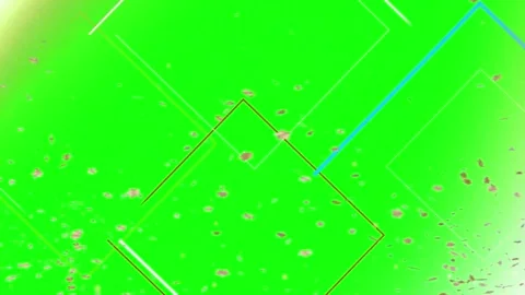 Abstract Green Background with Falling Pink Petals and Geometric Shapes Stock-Footage 337453929
