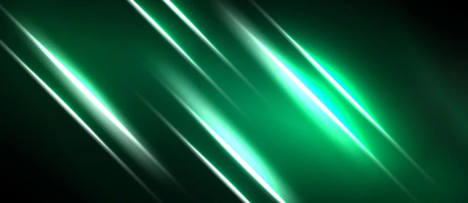 Abstract green background features bright diagonal lines. Light streaks creat 스톡 일러스트