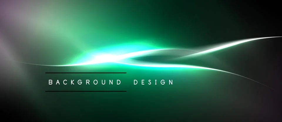 Abstract green background features flowing light streaks. Minimalist design.. Stock Illustration