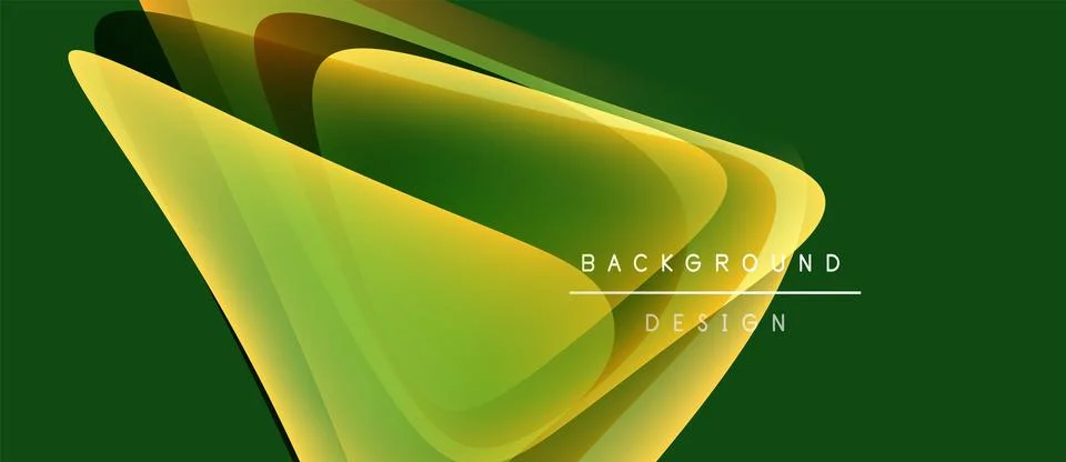 Abstract green background features layered yellow shapes. Design elements c.. Stock Illustration