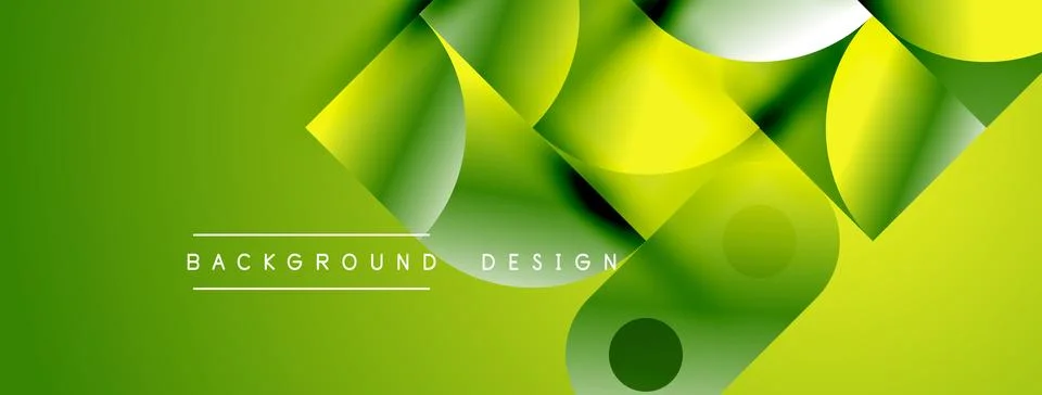 Abstract green background features overlapping circles, curves. Modern design Stock Illustration