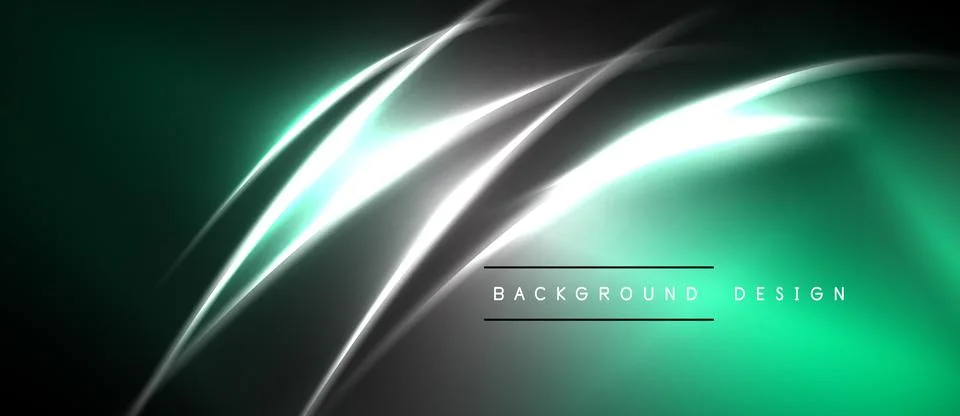 Abstract green background features silver glowing lines. Modern design with.. Stock Illustration