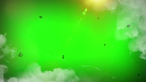 Abstract green background featuring floating clouds with vintage film grain 스톡 동영상 345217266
