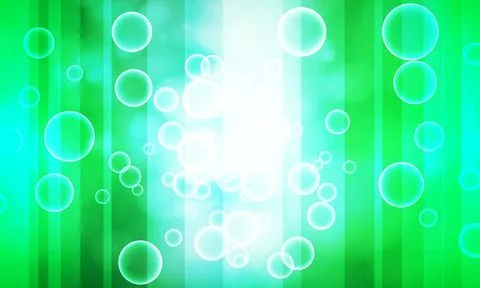 Abstract green background with floating bubbles and vertical stripes light  Stockillustratie