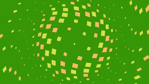 Abstract green background with floating orange square pattern 스톡 일러스트