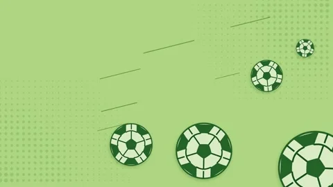 Abstract Green Background with Floating Soccer Balls and Geometric Patterns. Stock Footage 341775399