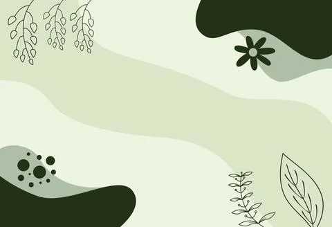 Abstract Green Background with Floral Elements and Organic Shapes Stock Illustration