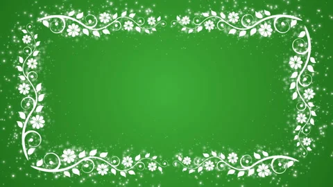 Abstract green background with flower frame and glowing particles Stock Footage 89460230