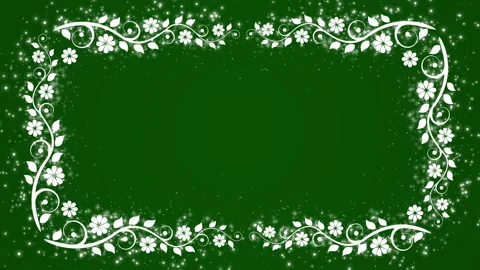 Abstract green background with flower frame and glowing particles Stock Footage 89597958