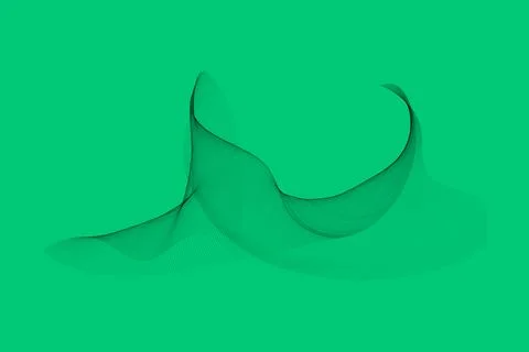 Abstract green background with flowing dark particle wave lines . Stock-Illustration