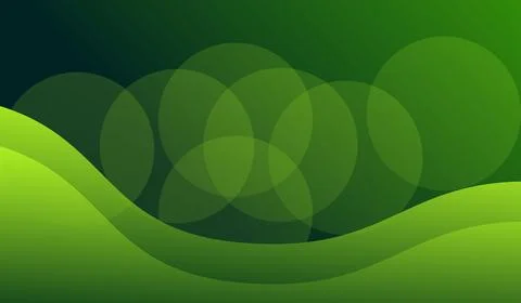 Abstract green background with flowing wavy lines and transparent overlappi.. Stock Illustration