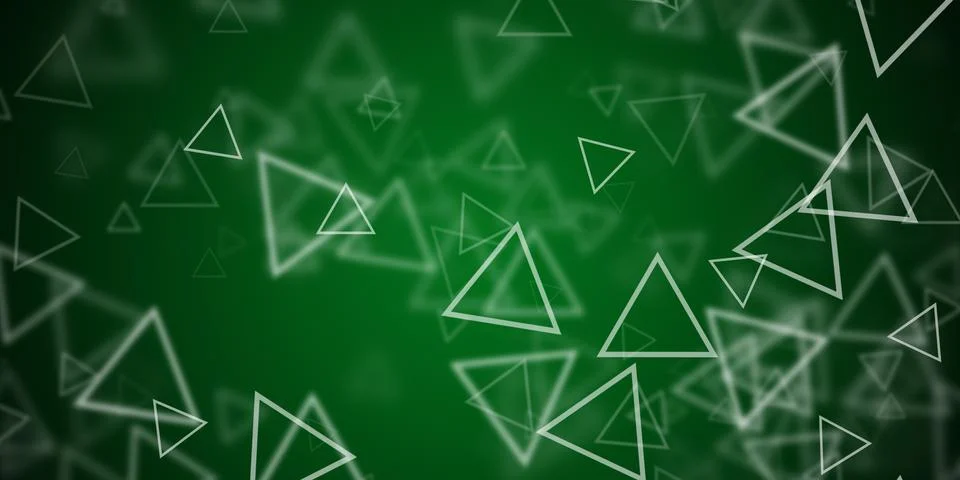 Abstract green background with flying triangular shapes 스톡 일러스트