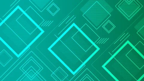 Abstract Green Background With Geometric Overlapping Square Patterns Stock Illustration