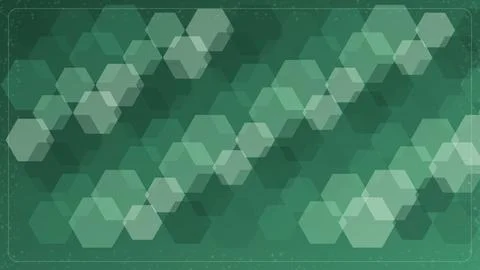 Abstract green background with glowing hexagonal bokeh patterns and soft ge.. Stock Illustration