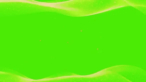 Abstract green background with golden particles. Flowing waves and glowing Video stock 340734788