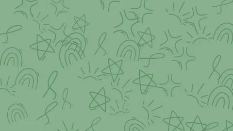 Abstract Green Background with Hand-Drawn Shapes and Patterns. Stock Footage 318531929