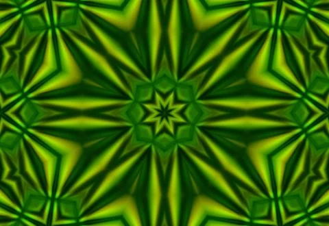 Abstract green background of heart shaped green leaves with kaleidoscope effe Stock Illustration