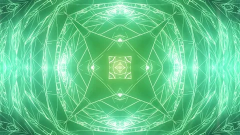Abstract green background of kaleidoscope effect. Green screen. Video stock 82476609