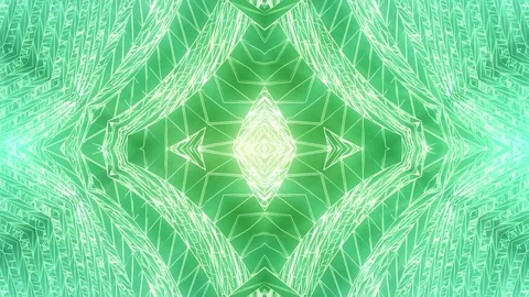 Abstract green background of kaleidoscope effect. Green screen. 스톡 동영상 82495864