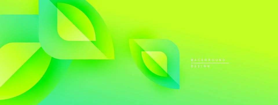 Abstract green background. Layered leaf shapes create dynamic flow, smooth Stock Illustration