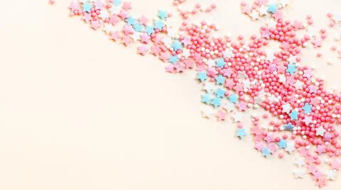 Abstract Green background with many small candies. Foto stock