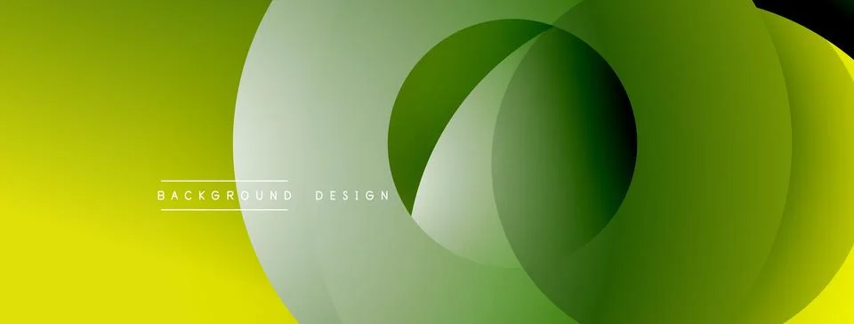 Abstract green background. Overlapping circles create dynamic visual effect. Illustrazione stock